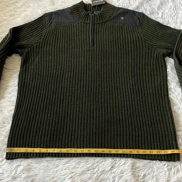 EDDIE BAUER 1/4 ZIP SWEATER MR FIELD GUIDE HEATHER GREEN SIZE 2XL